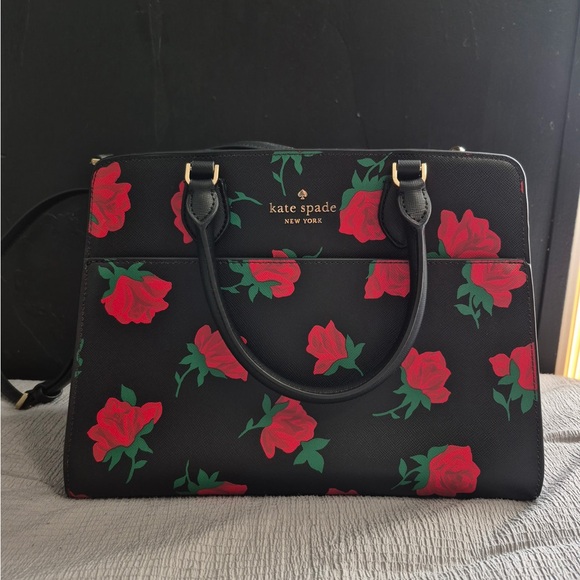 🥳HP🥳Kate Spade NWT Madison Rose Toss Printed Satchel - Picture 5 of 7
